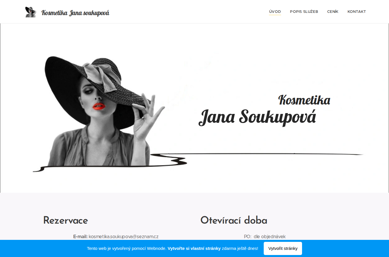 Současný web Kosmetika Jana Soukupová na počítači
