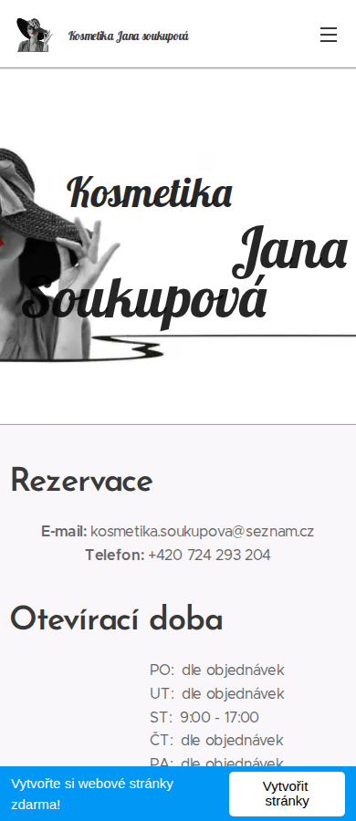 Současný web Kosmetika Jana Soukupová na mobilu