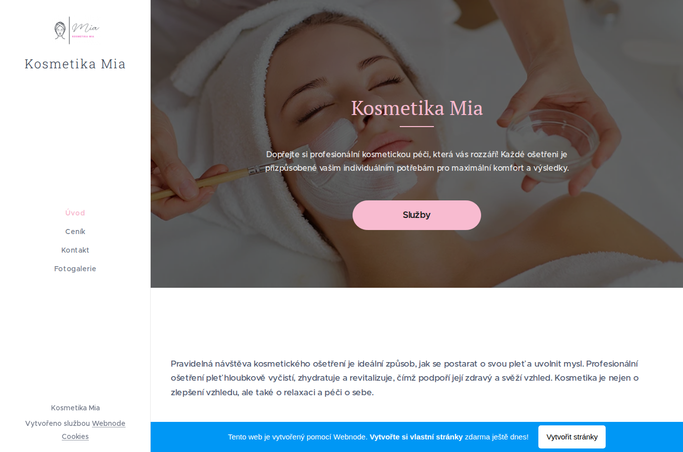 Současný web Kosmetika Mia na počítači