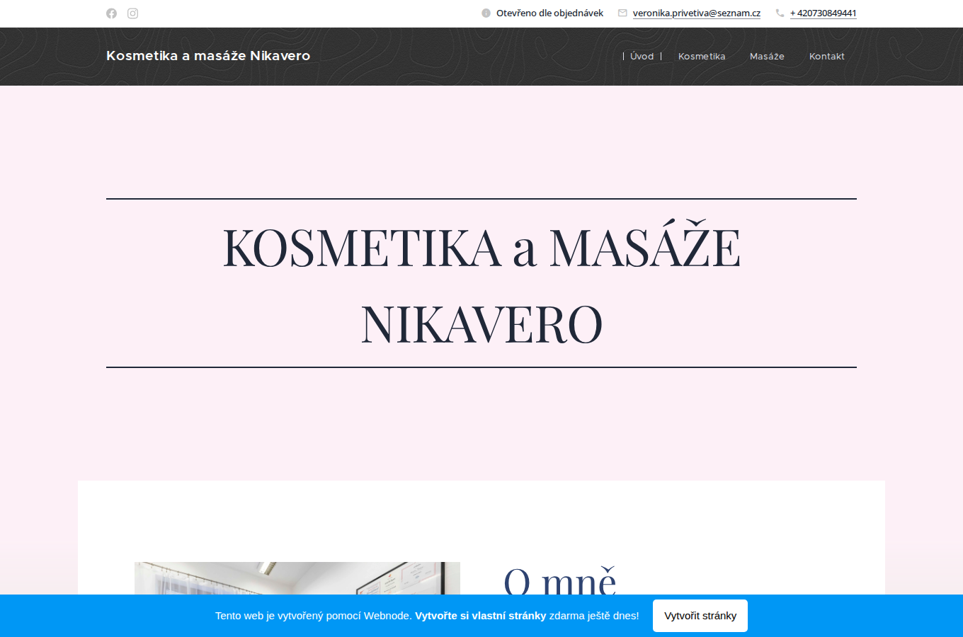 Současný web Kosmetika Nikavero na počítači