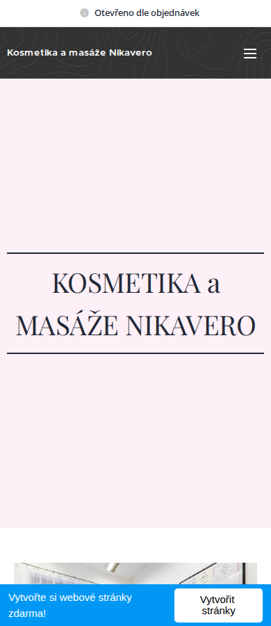 Současný web Kosmetika Nikavero na mobilu