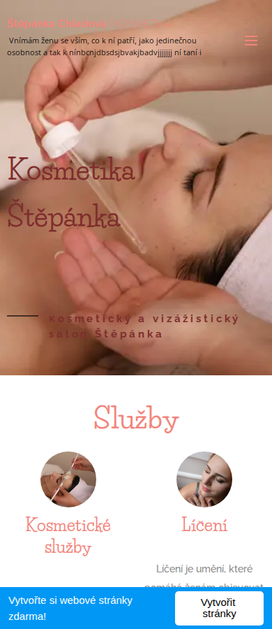 Současný web Kosmetika Štěpánka Chladová na mobilu