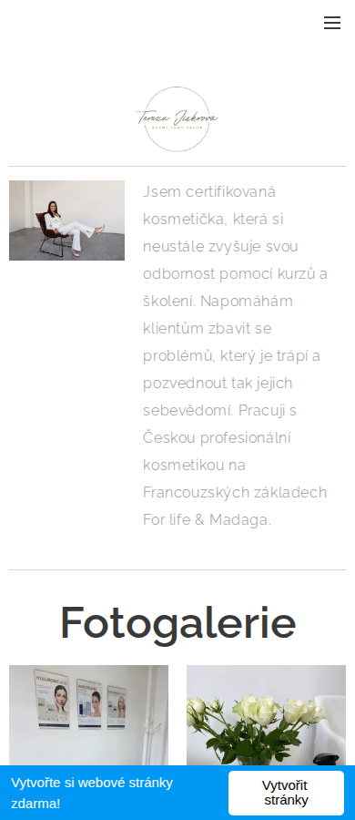 Současný web Kosmetika Tereza Jiskrová na mobilu