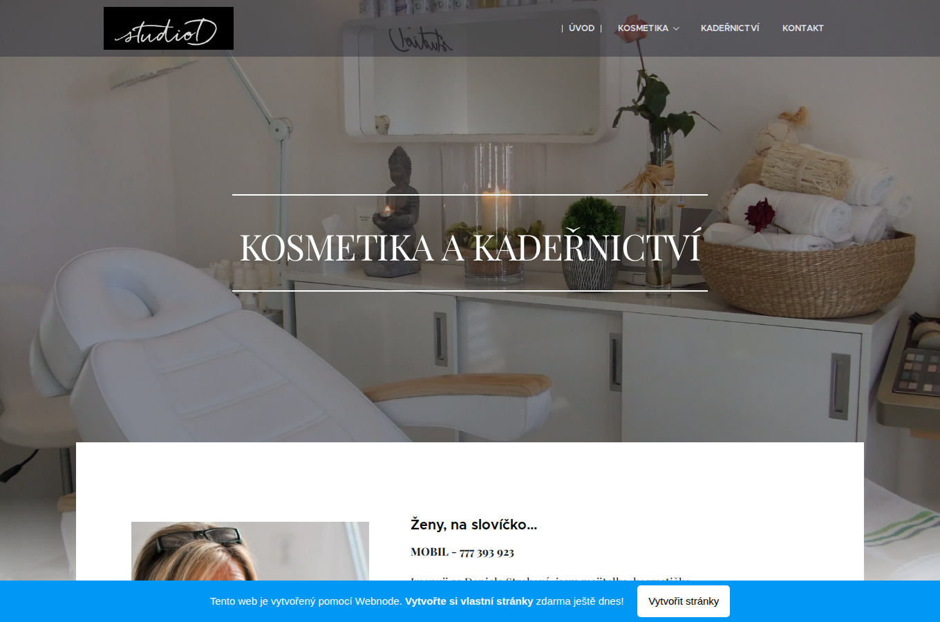 Současný web Kosmetika UH na počítači