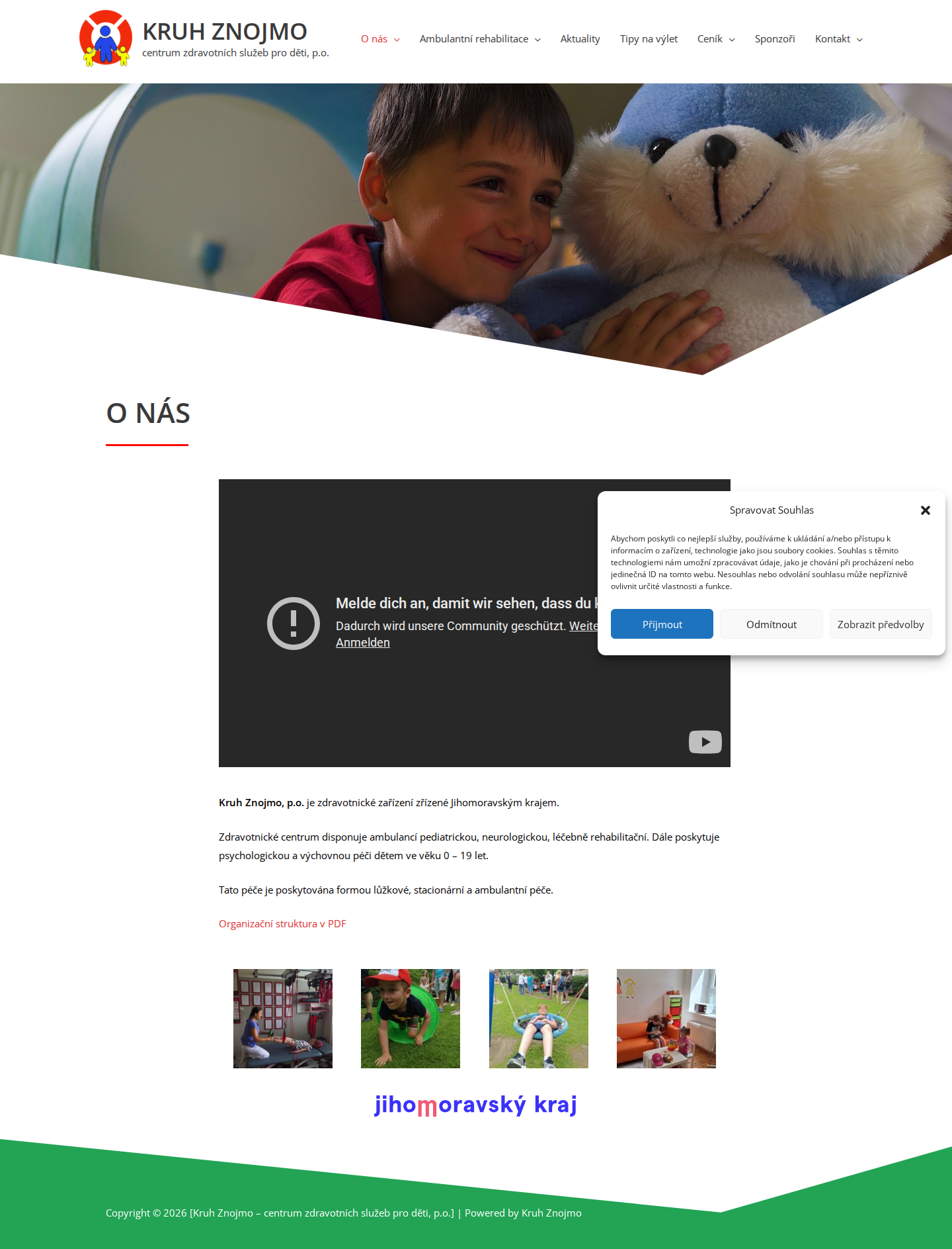 Současný web Kruh Znojmo – centrum zdravotních služeb pro děti, p.o. na počítači