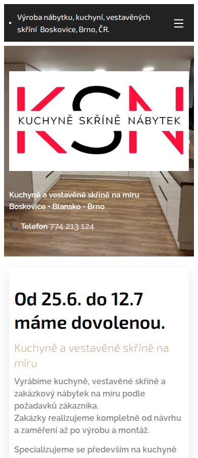 Současný web Kuchyně skříně obložky na mobilu