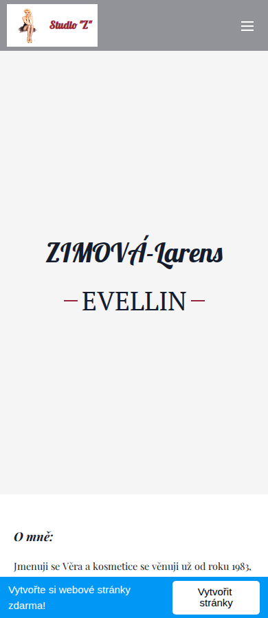 Současný web Larens studio Věra Zimová na mobilu