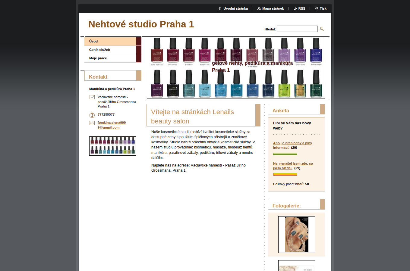 Současný web Le Nails Beauty Salon na počítači