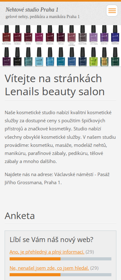 Současný web Le Nails Beauty Salon na mobilu