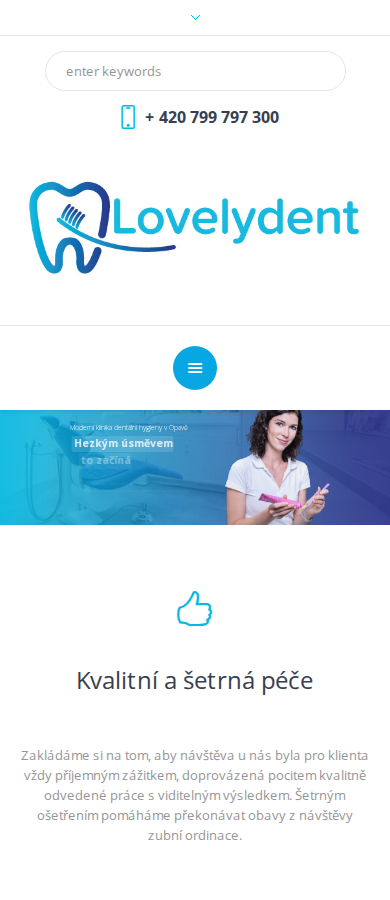 Současný web Lovelydent - Dentální hygiena Opava na mobilu