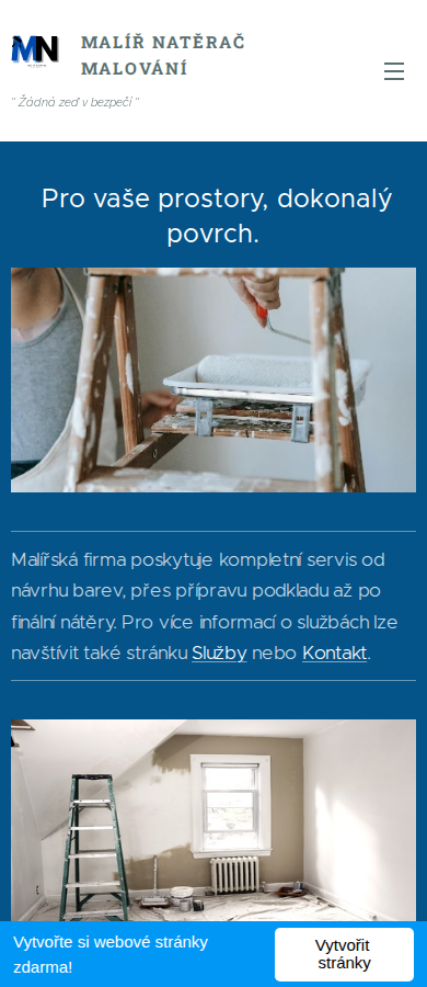 Současný web Malíř Natěrač na mobilu
