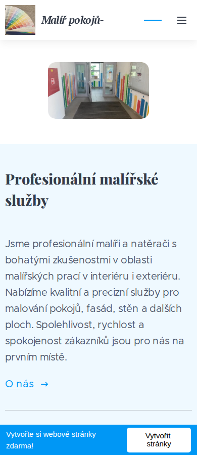 Současný web malíř pokojů kučírek na mobilu