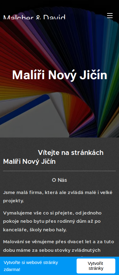 Současný web Malíři Nový Jičín na mobilu