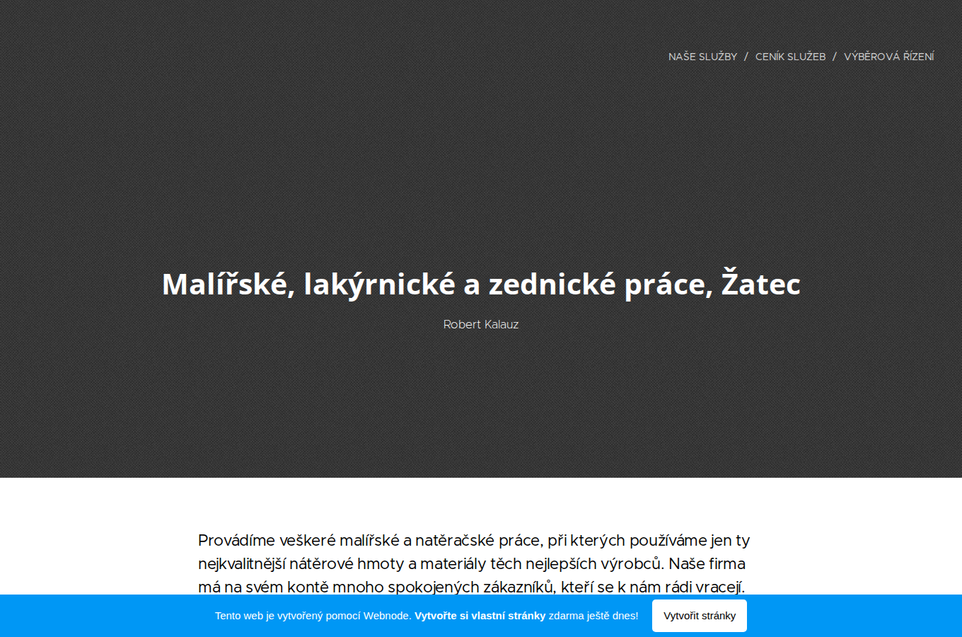 Současný web Malířské, lakýrnické a zednické práce, Žatec na počítači