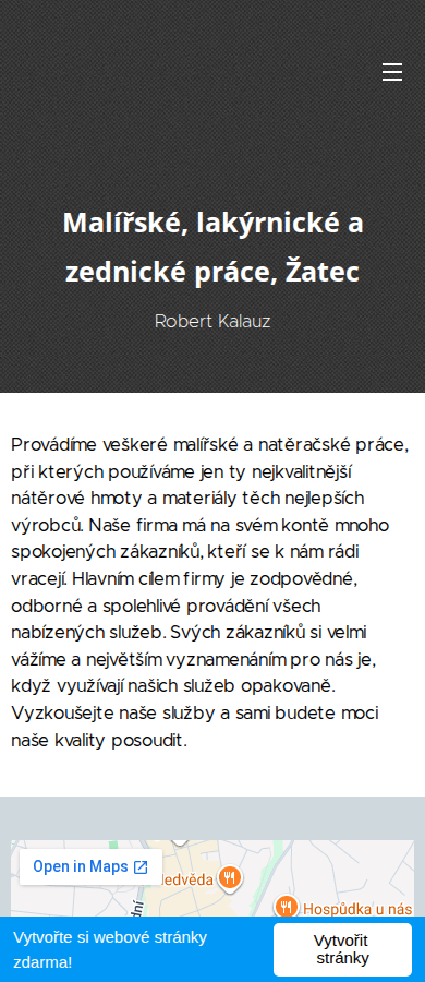 Současný web Malířské, lakýrnické a zednické práce, Žatec na mobilu
