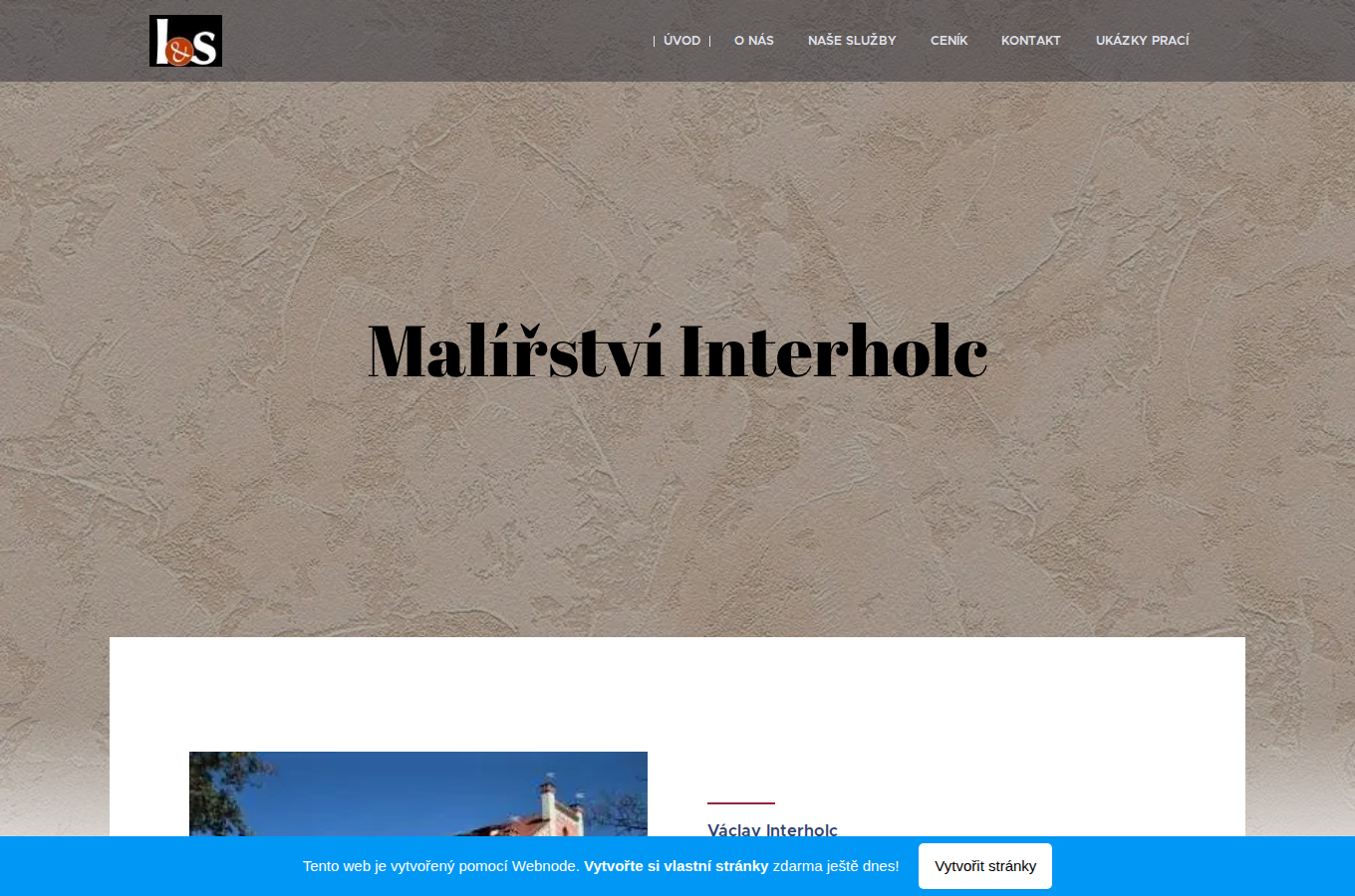 Současný web Malířství Interholc na počítači