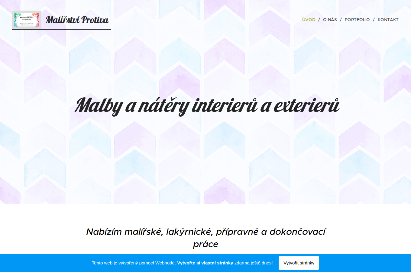 Současný web Malířství Protiva na počítači