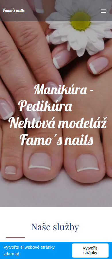 Současný web Manikúra a pedikúra Famo S na mobilu
