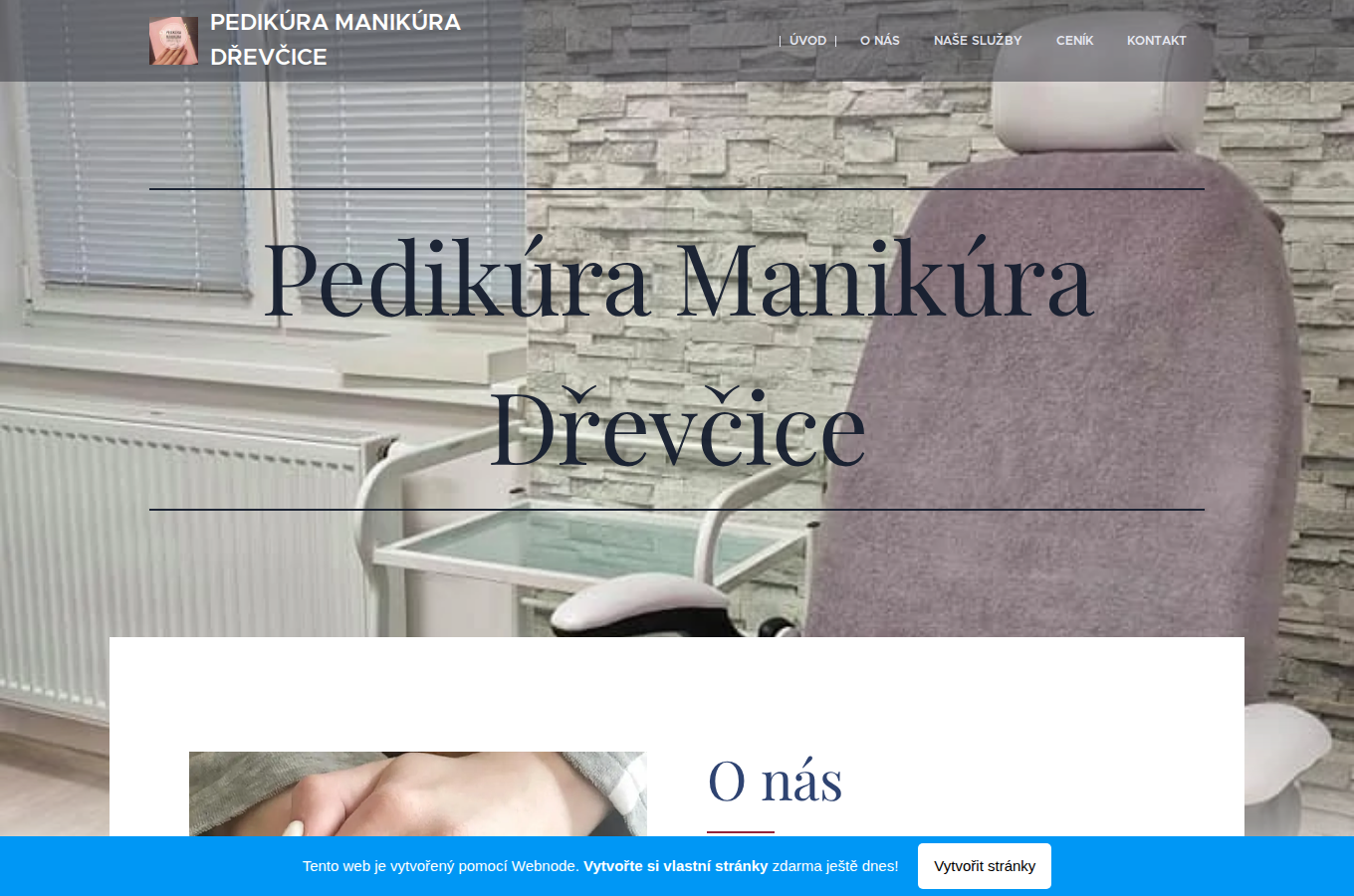 Současný web Manikúra a pedikúra Hana na počítači