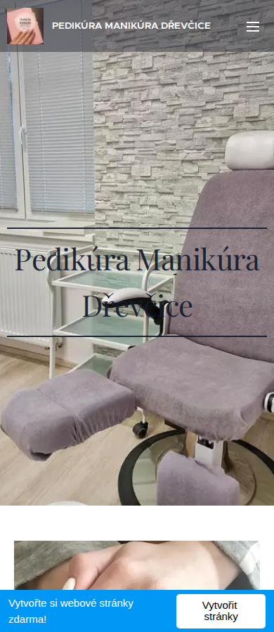 Současný web Manikúra a pedikúra Hana na mobilu