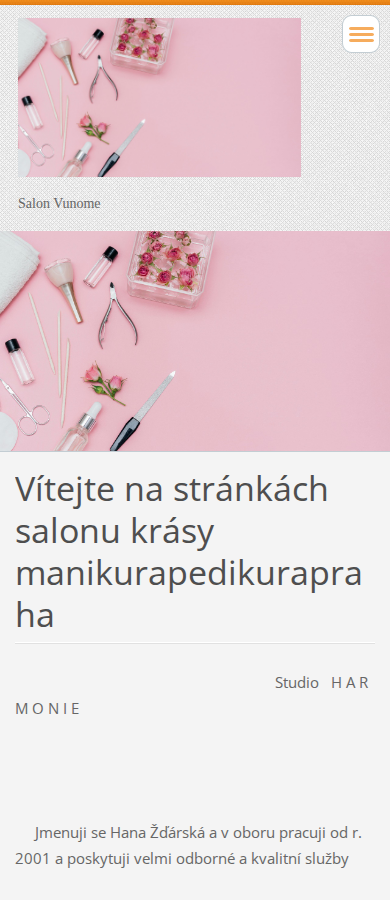 Současný web Manikúra a pedikúra Praha na mobilu