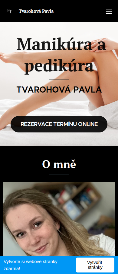 Současný web Manikúra a pedikúra Tvarohová na mobilu