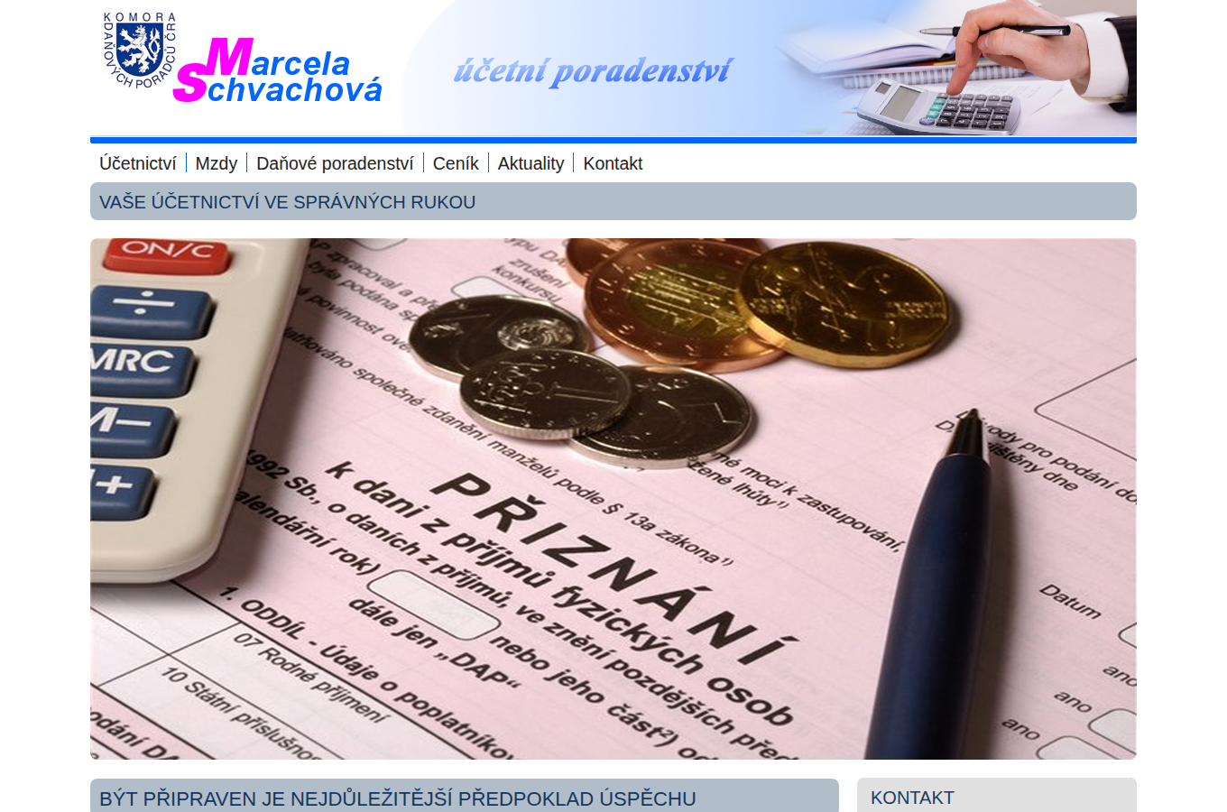 Současný web Marcela Schvachová – účetní a daňové poradenství na počítači