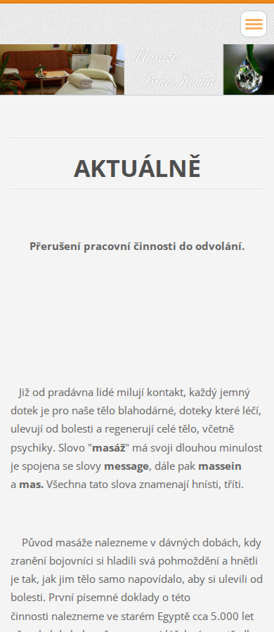 Současný web Masáže Brno Eva Sušická na mobilu