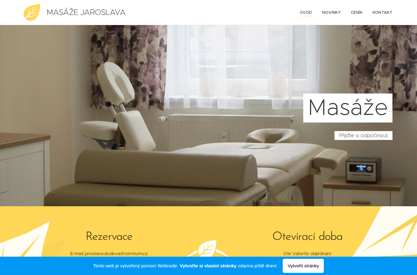 Současný web Masáže Jaroslava Dudová na počítači