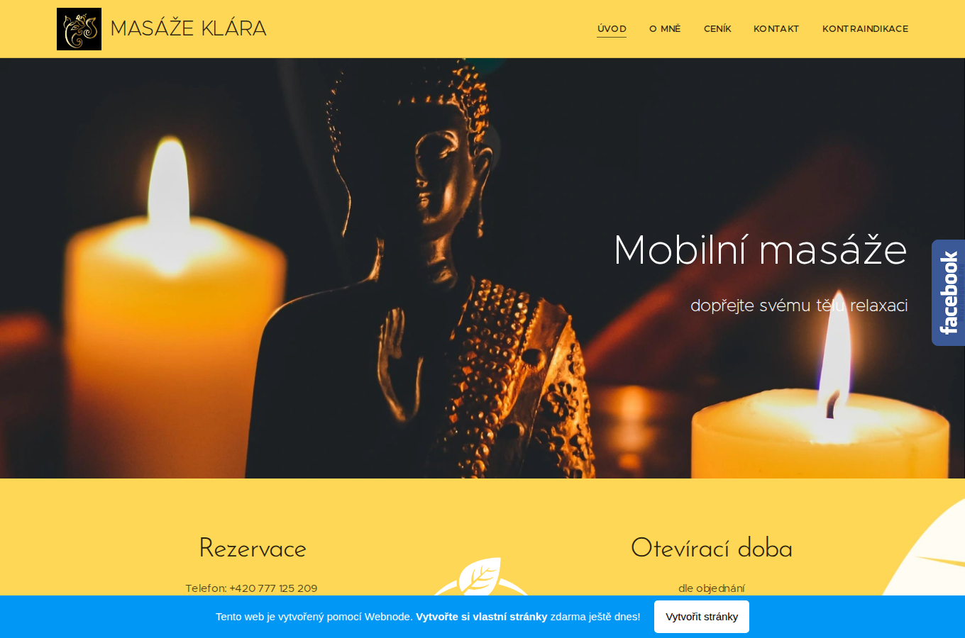 Současný web Masáže Klára na počítači