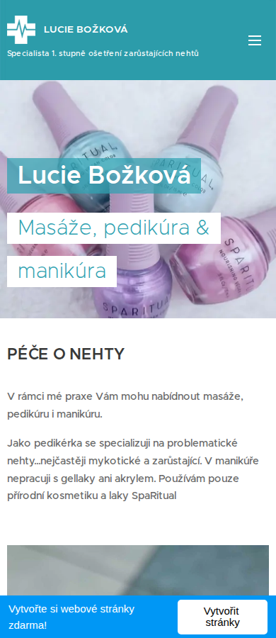 Současný web Masáže pedikúra manikúra Šitbořice na mobilu