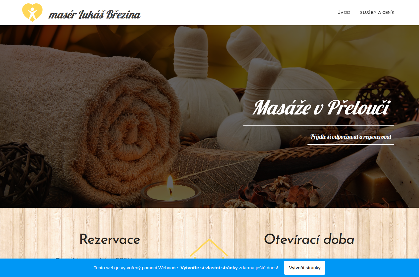 Současný web Masáže Přelouč na počítači