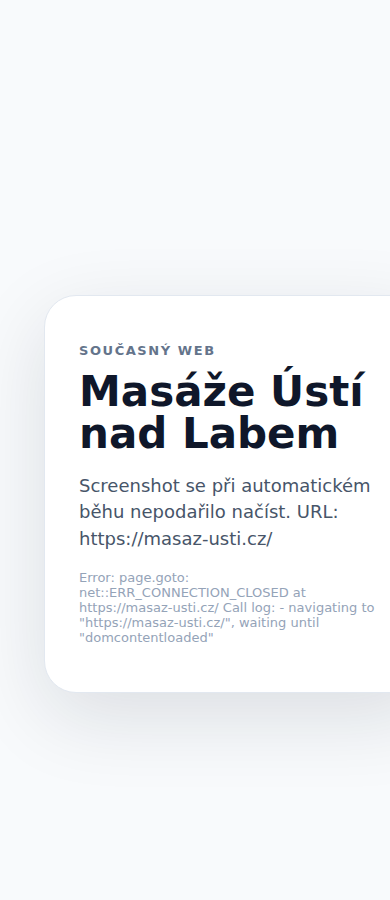 Současný web Masáže Ústí nad Labem na mobilu