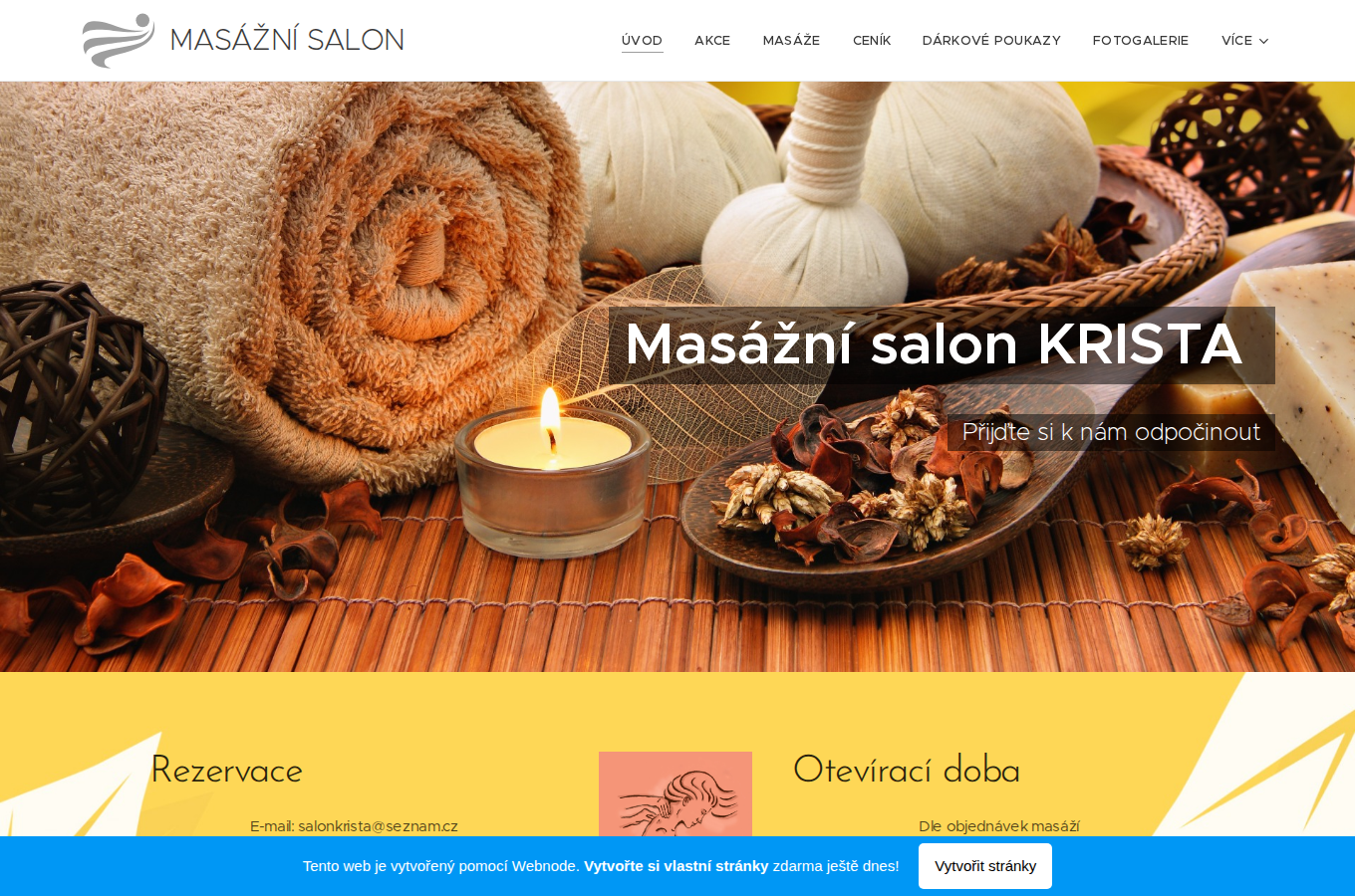 Současný web Masážní salon Krista na počítači