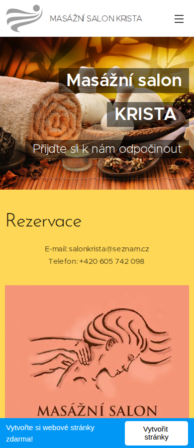 Současný web Masážní salon Krista na mobilu