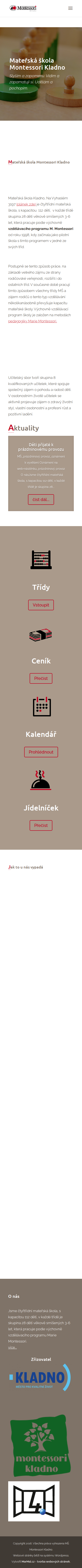 Současný web Mateřská škola Montessori Kladno na mobilu