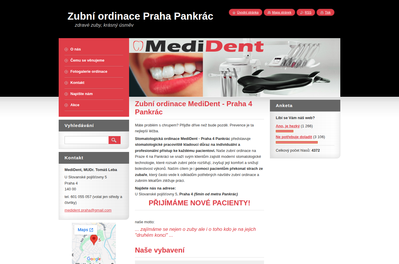 Současný web MediDent, MUDr. Tomáš Leba na počítači