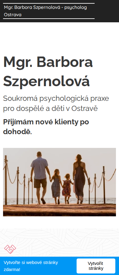 Současný web Mgr. Barbora Szpernolová na mobilu