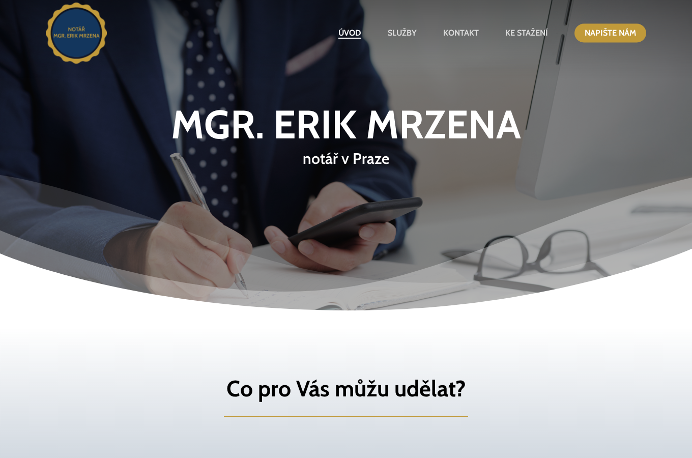 Současný web Mgr. Erik Mrzena, notář na počítači