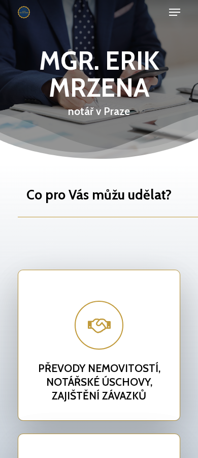 Současný web Mgr. Erik Mrzena, notář na mobilu