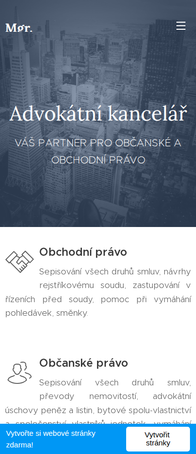 Současný web Mgr. Jan Zeman advokát na mobilu