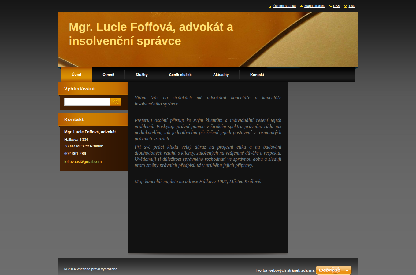 Současný web Mgr. Lucie Foffová, advokát a insolvenční správce na počítači