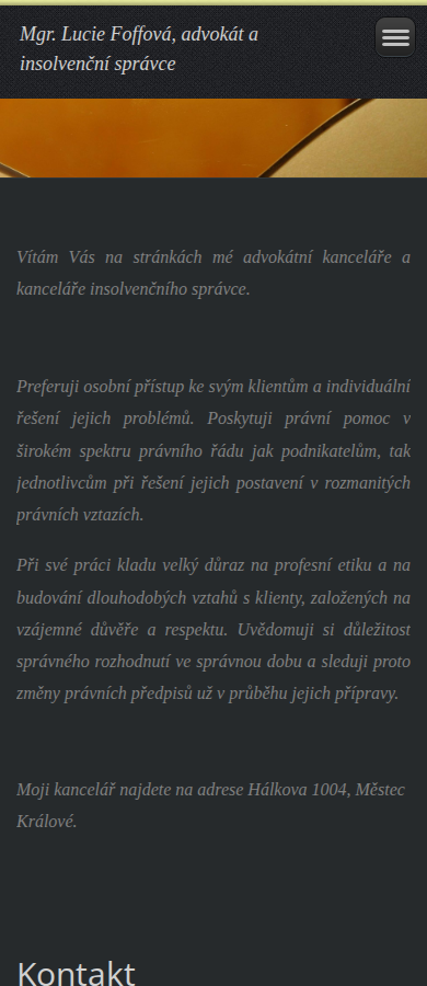 Současný web Mgr. Lucie Foffová, advokát a insolvenční správce na mobilu