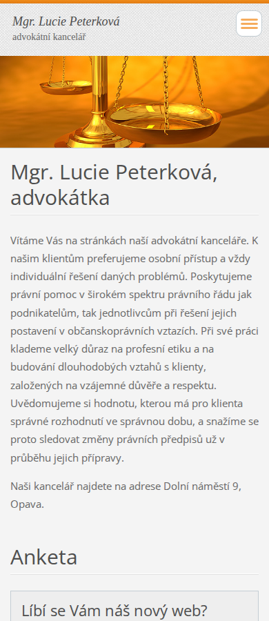 Současný web Mgr. Lucie Peterková na mobilu