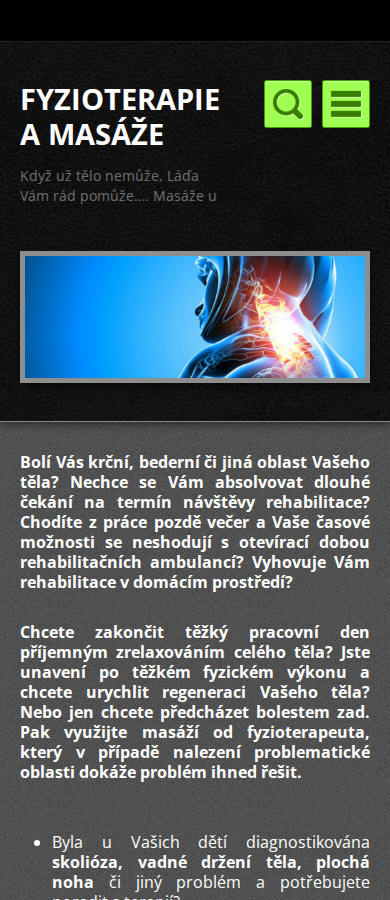 Současný web Mgr. Vladimír Turzík – Fyzioterapie a masáže na mobilu