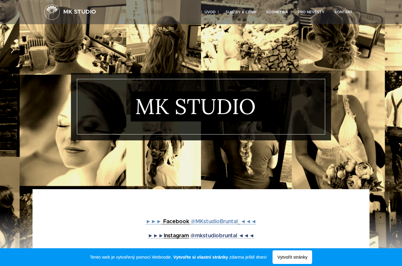 Současný web MK Studio Bruntál na počítači