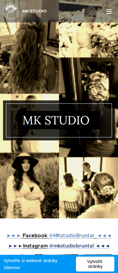 Současný web MK Studio Bruntál na mobilu