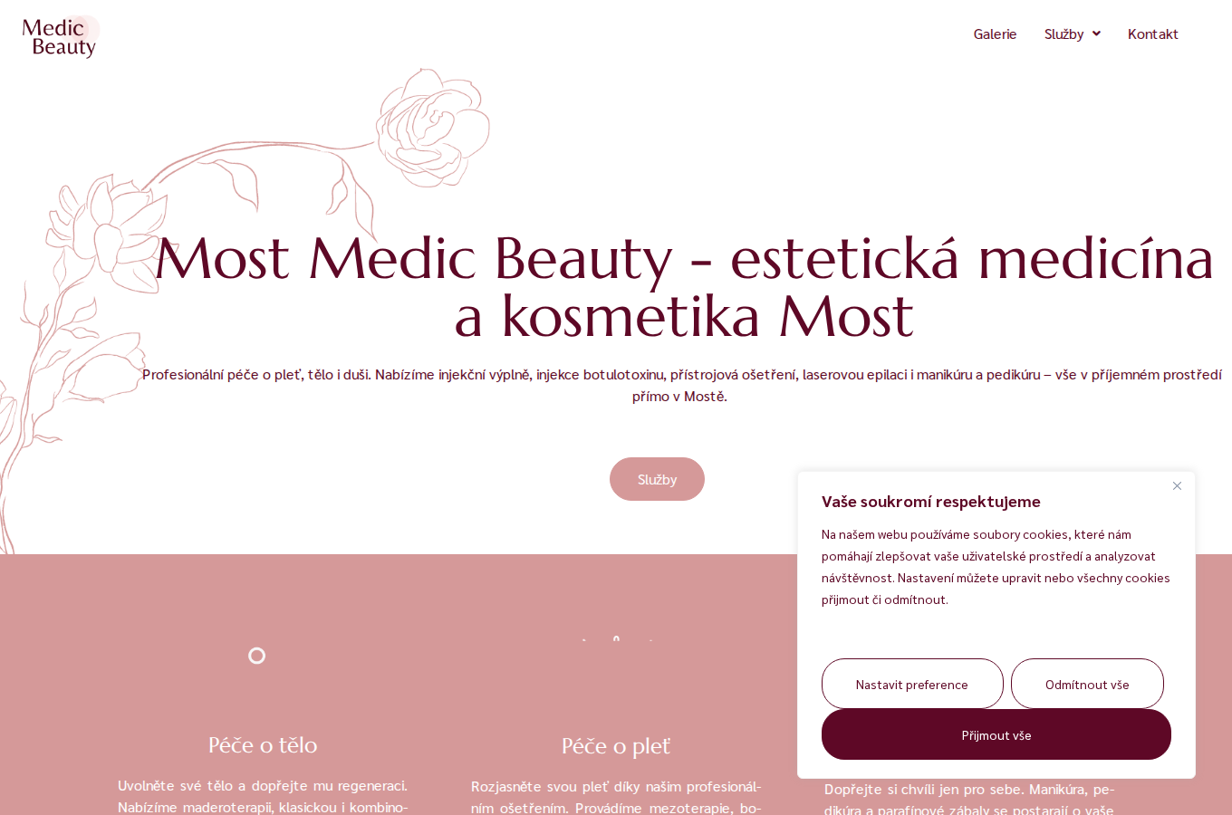 Současný web Most Medic Beauty na počítači