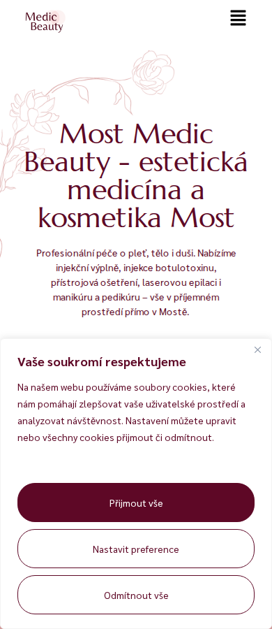 Současný web Most Medic Beauty na mobilu