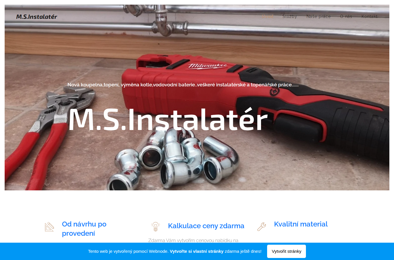 Současný web MS instalatér Brno na počítači